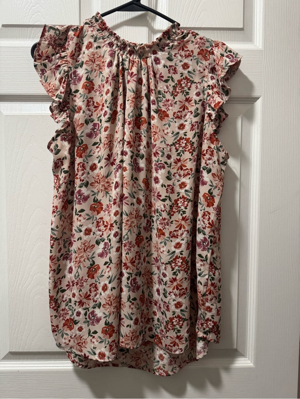 Floral Ruffle Sleeve Blouse - Cream Multi